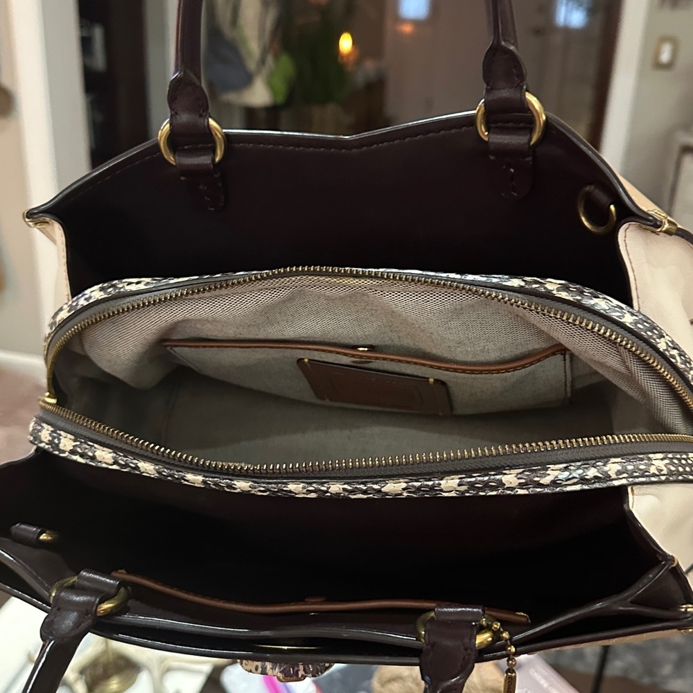 COACH 1941 Mason Carryall Colorblock Satchel in Beechwood w/Snakeskin Detail - Picture 10 of 16